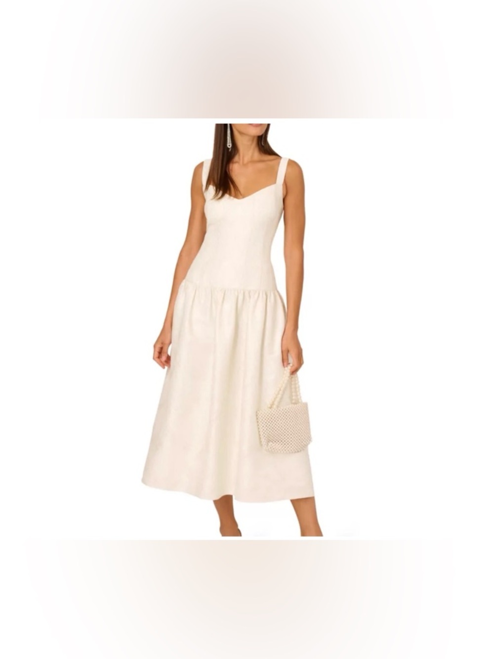 NWT Adrianna Papell Ivory Sweetheart Jaquard Midi Dress
